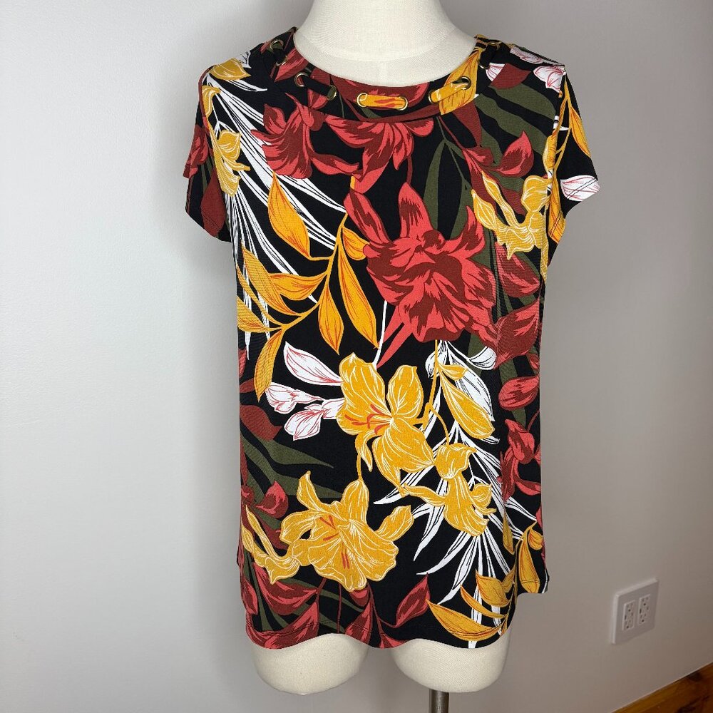 Liz Claiborne Floral knit top Size M Medium